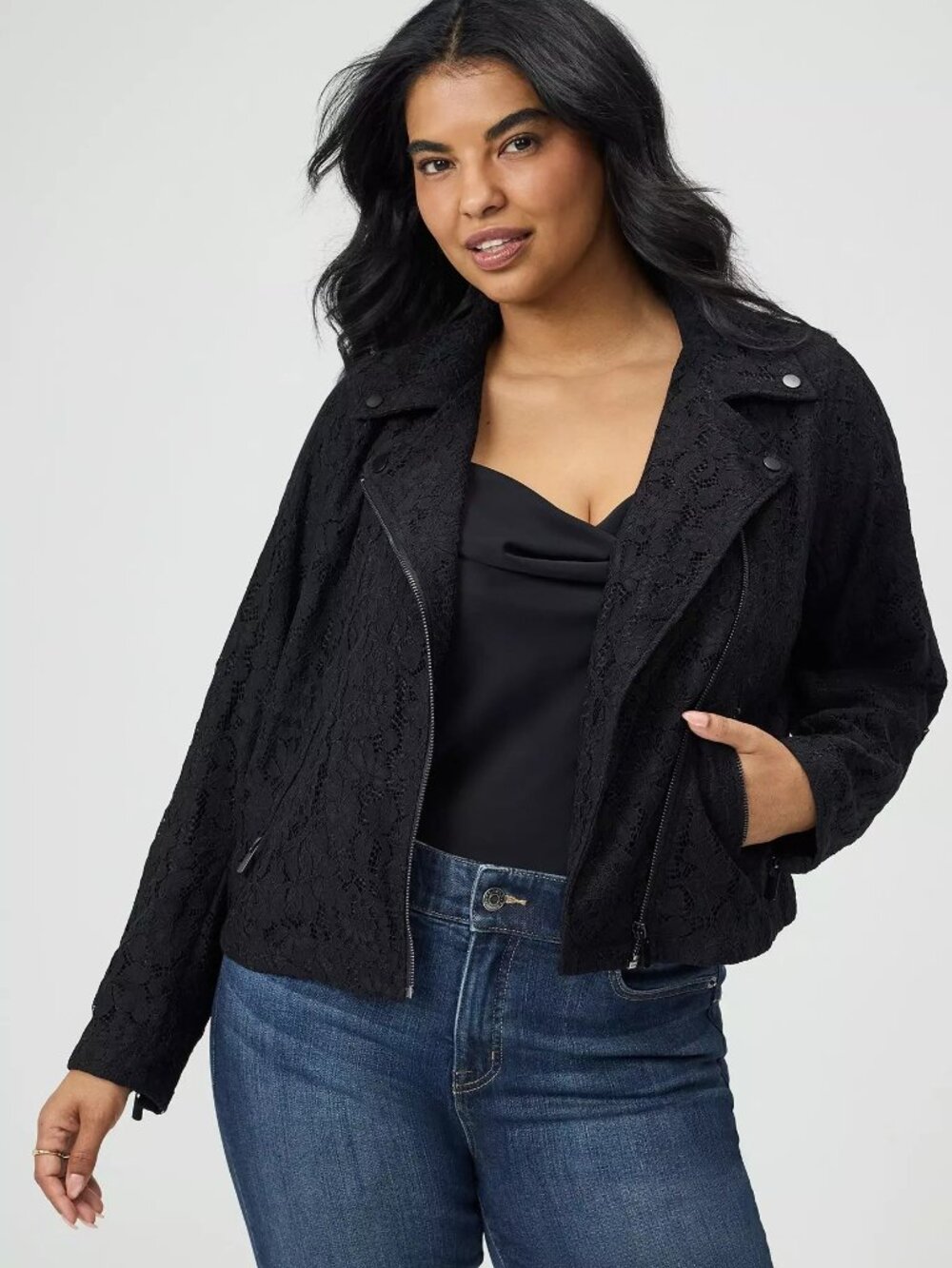 NWT - Torrid Size 4 Crochet Lace Moto Jacket